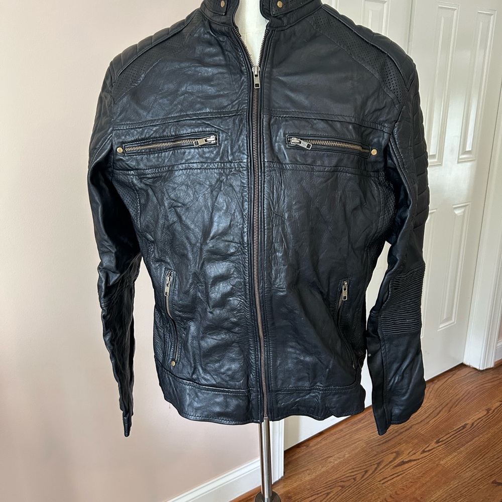 REAL LEATHER BRAND Men’s Black Leather Jacket
